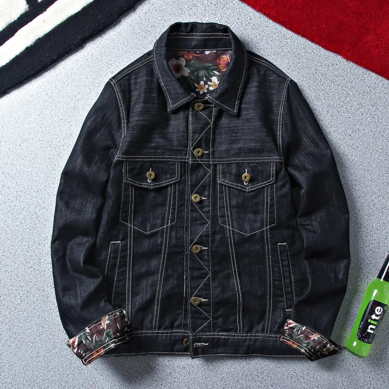 

Autumn Men'S Wear New Style Hong Kong Version Jeans Coat Europe And America Fashion Man Solid Color Parquet Jacket Kyk801