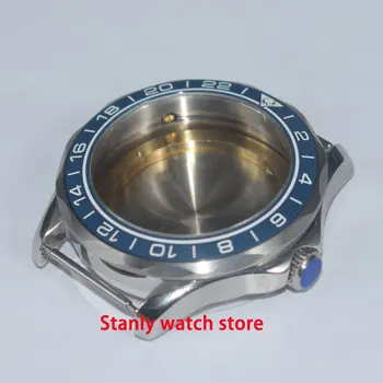 

Sapphire crystal 41mm stainless steel blue bezel watch case fit ETA 2836 Miyota 8215 821A DG 2813 3804 movement