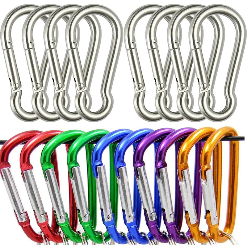 20pcs Mini Carabiner Keychain Alluminum Alloy D-ring Buckle Spring Carabiner Snap Hook Clip Keychains Outdoor Camping Daily Use 1