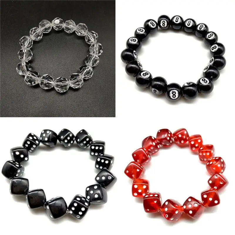 Acrylic Dice Beads Stretch Bracelets Funny Game Lucky Dice Bracelets Women Fashion Jewerly