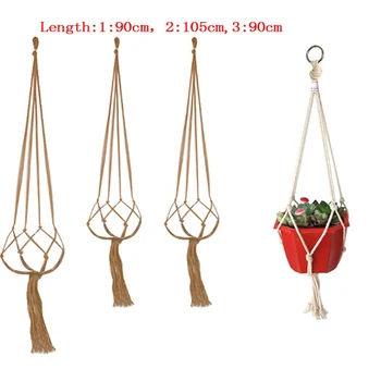 

1pc Macrame Plants Hanger Hook Flower Pot Holder Legs String Hanging Rope Wall Art Home Garden Balcony Decoration
