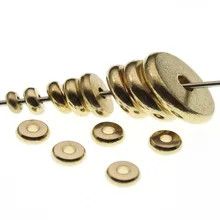 50 шт., 4, 5, 6, 7, 8, 10, 12 мм, металлические латунные круглые плоские бусины для изготовления ювелирных изделий, подходят для браслетов, аксессуары для самостоятельного изготовления