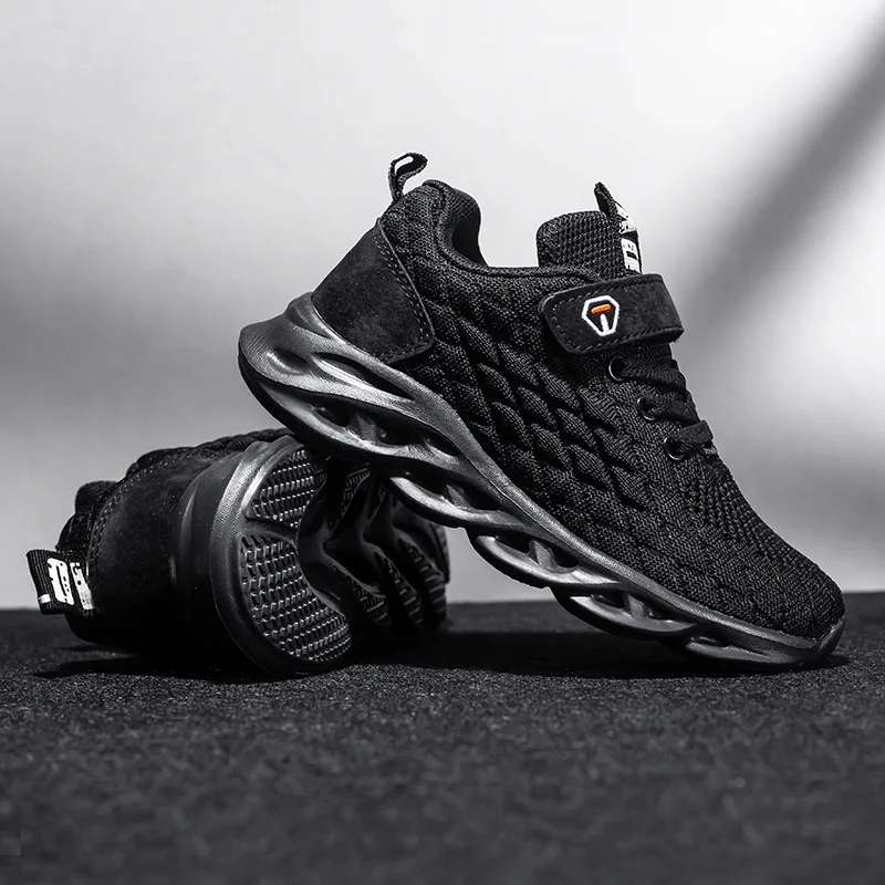 Kids Boys Sneakers Spring Summer Woven Mesh Breathable Non-slip Children's Sport Shoes Casual Boys Fashion Sneakers Red Black