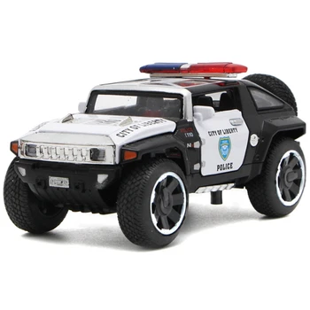 

1/32 Scale Police Diecast Vehicles Model Car Toys with Openable Doors Pull Back Light Music for Boys Birthday Gift Black