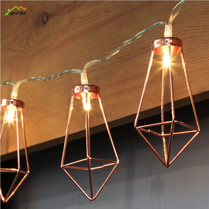 LED water drop light string rose gold diamond water drop light string wrought iron light string decoration light wedding