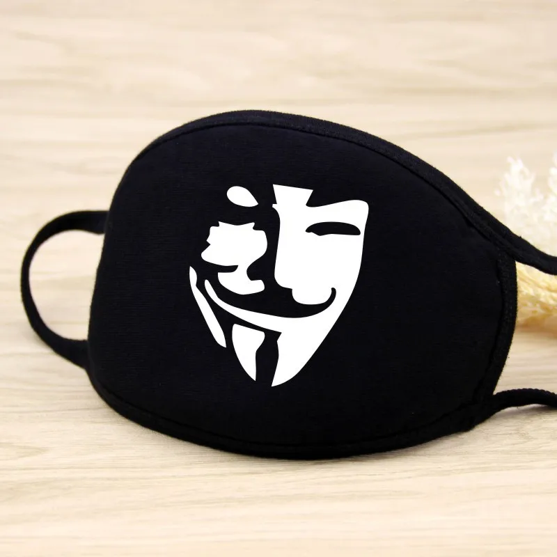 5/10/50pcs/lot Cotton Kpop Mask  Cute Teeth Smile Bear Mask Creative Cotton Cool Travel Mask Dust-proof  Breathable Black Mask