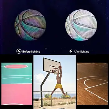 

Basketball Reflective Luminous Basketball Colorful Sports Luminous Street Rubber Basketball Self-Luminous Glowing Basketball