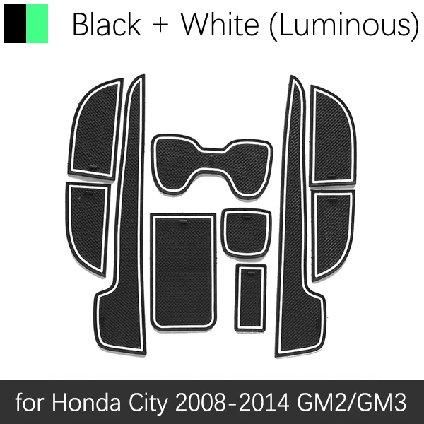 Противоскользящие резиновые чашки подушки Салонные подложки для Honda City GM2 GM3 MK5 2008~ 2009 2010 2012 2013 Аксессуары чехлы сидений автомобиля коврик для телефона - Название цвета: White Luminous