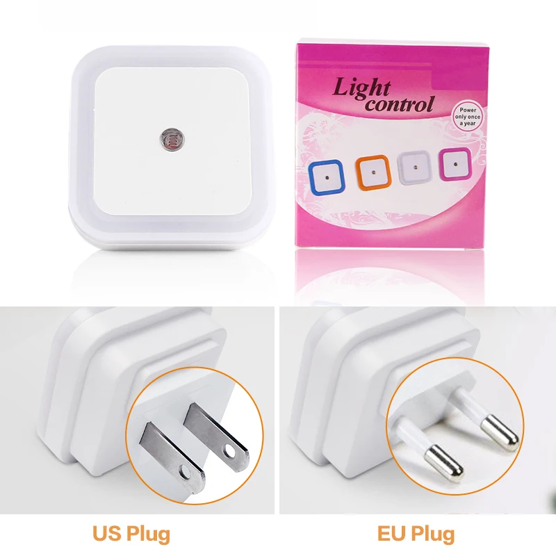 Plug-in LED Night Light Sensor Light 110V / 220V EU Plug / US Plug for Bedroom, Bathroom, Kitchen, Hallway, Stairs