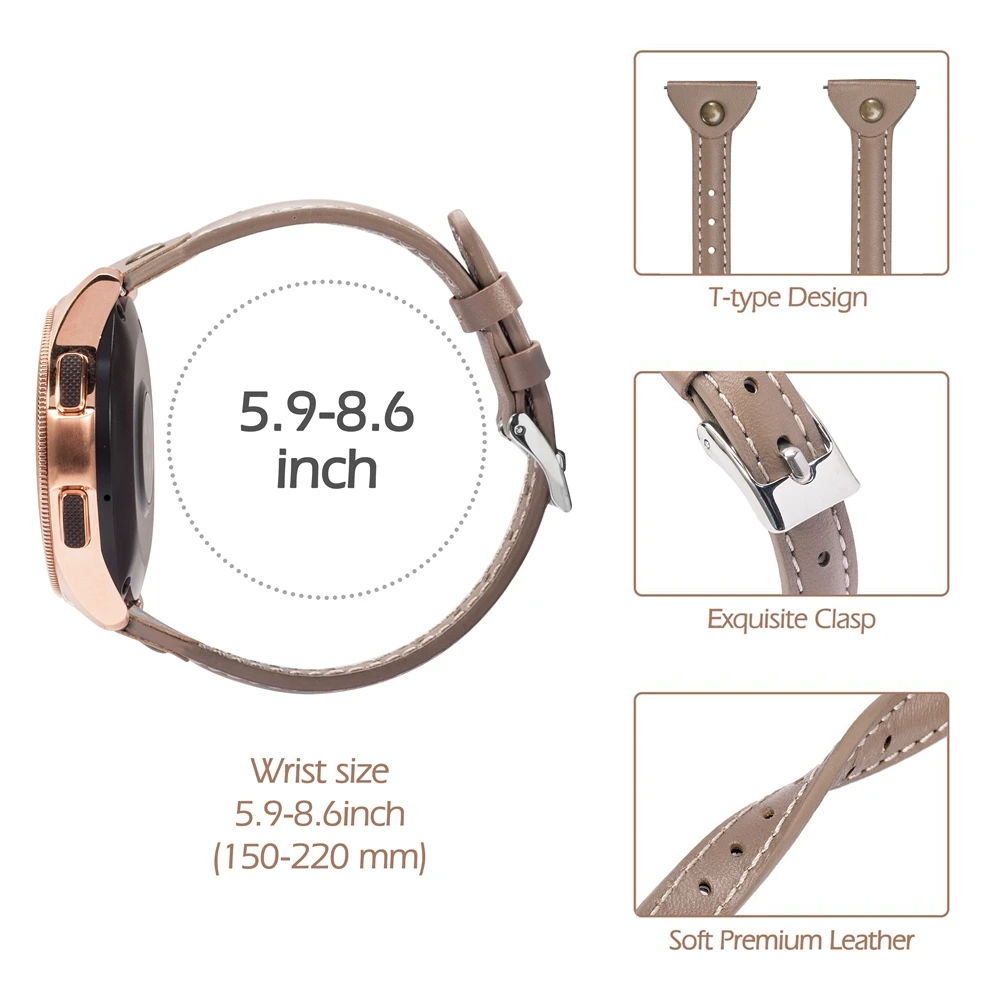 Женский ремешок для samsung Galaxy Watch Active 2 44 мм 40 мм ремешок тонкий ремешок из натуральной кожи браслет для Galaxy Watch 42 мм 46 мм