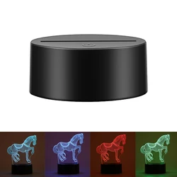 Support de lumière LED 3D avec câble USB tactile, Base de lampe de remplacement pour veilleuse LED 3D, 7 couleurs de Base de lumière colorées 