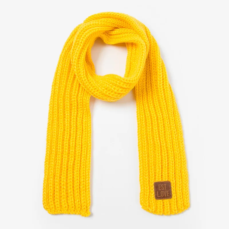Осенне-зимний теплый шарф для девочек и мальчиков, детские акриловые шарфы, милая теплая шаль с кольцом для шеи, кашемировые аксессуары для детей - Цвет: Цвет: желтый