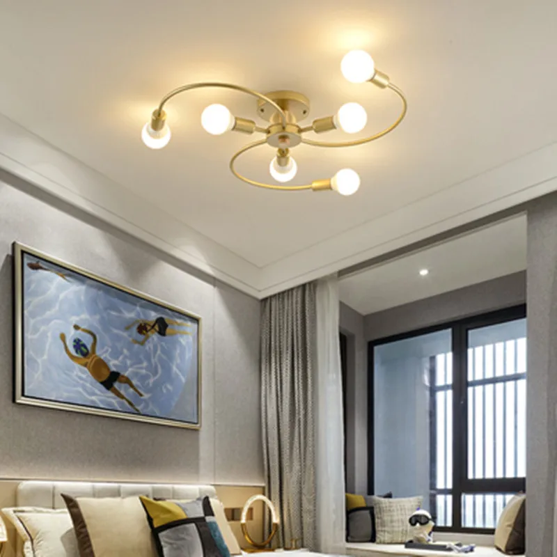 

2019 Art Deco Ceiling Lights With Metal in Gold For Foyer Bed Room LED Ceiling Lamp Modern Surface Mounted Rooms Lighting