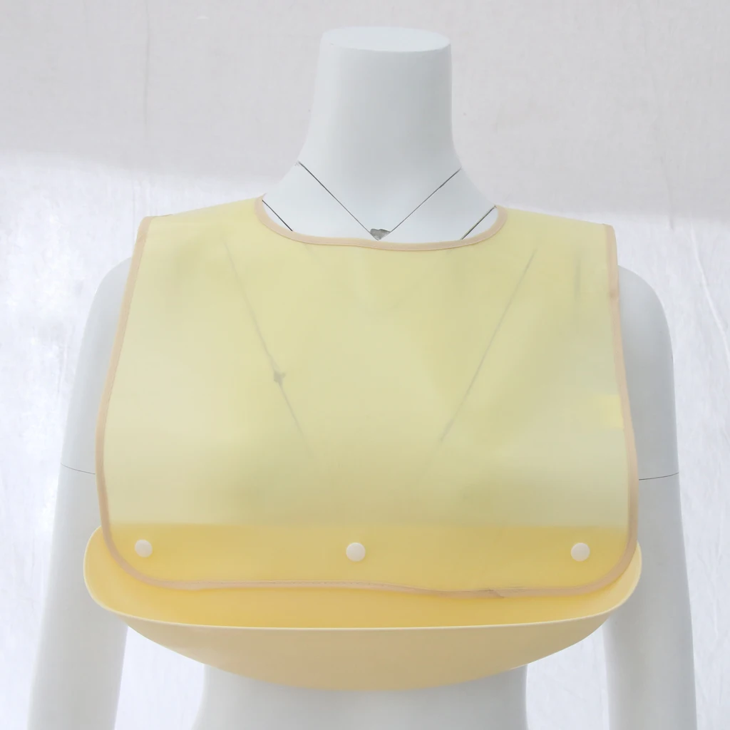 Eating Drinking Bib Meals Clothing Protector Bibs Disability Aid Apron with PE Crumb Catcher Pocket for Elderly