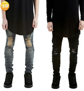 Fashion Men Ripped Skinny Jeans Stretch Destroyed Frayed Slim Fit Denim Pant with Pencil Pants Trousers Men Clothes Fashion Men Ripped Skinny Jeans Stretch Destroyed Frayed Slim Fit Denim Pant with Pencil Pants Trousers Men Clothes