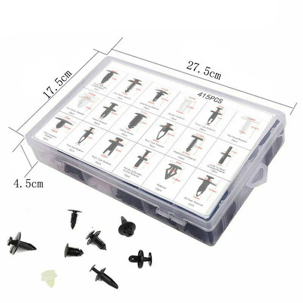 415 шт. автомобильный фиксатор для кузова, нажимной штифт, отделка заклепками, фиксатор, зажимы, крепежные элементы, комплекты