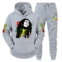 

Bob Marley Fashion Harajuku Men's Hoodie Set Winter New Casual Sweatshirt Solid Color Printing Long Sleeve + Fleece Pants S-3XL