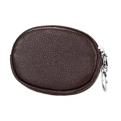 ABZC-женский кожаный мини-кошелек на молнии вокруг портмоне с кольцом для ключей кофе