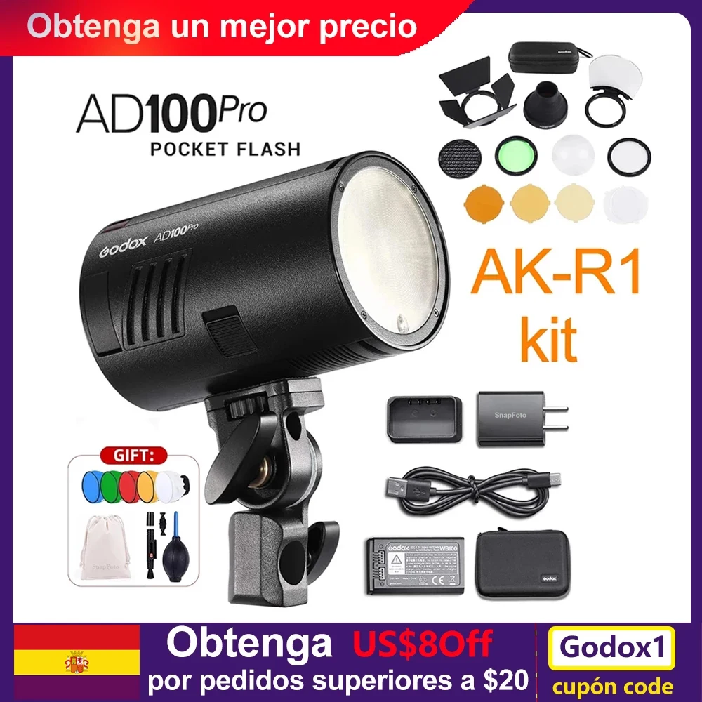 Внешняя вспышка Godox AD100Pro 100Ws Speedlite 2 4G Беспроводная Карманная X AD100 PRO для камер Canon