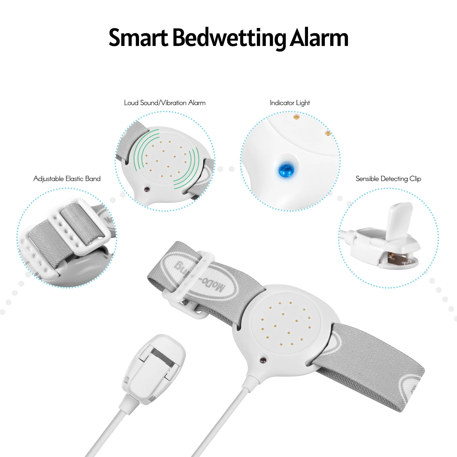 MA-108-2 Bedwetting Alarm Enuresis Alarm with Light Sound and Vibration button cell replaceable for Boys Kids Children Adults