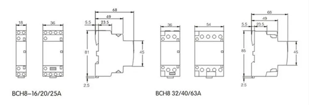 BCH8 Американская классификация проводов 2р 25A контактор переменного тока 220 V/230 V 50/60HZ Din rail бытовой AC Контактор В соответствии с стандартом 2NO 2NC и 1NO 1NC