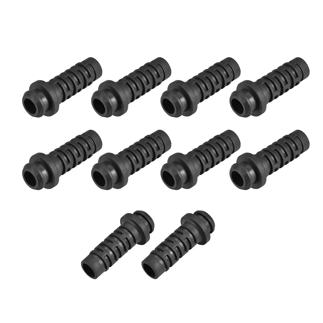 

uxcell 10Pcs Strain Relief Boots 38mm PVC Cord Protector Cover for 1 AWG Cables Black Protect Power Cords from Breaking