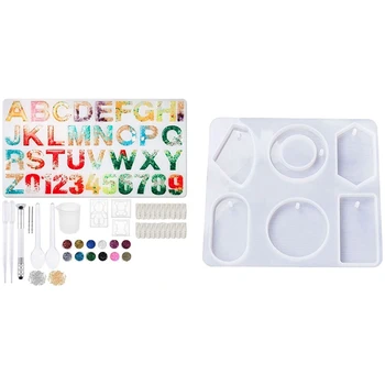 

1 Pcs Assorted Diy Earrings Silicone Mold & 1 Set Diy Resin Casting Molds Letter Number with Finger Cots