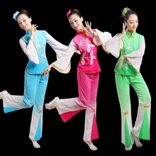 Chiński styl Hanfu kostiumy kostiumy kobiece klasyczne fan kostiumy do tańca tradycyjny chiński kostium taneczny tanie i dobre opinie Yangko Taniec Kostium Poliester Wiskoza Chiński taniec WOMEN tb8457