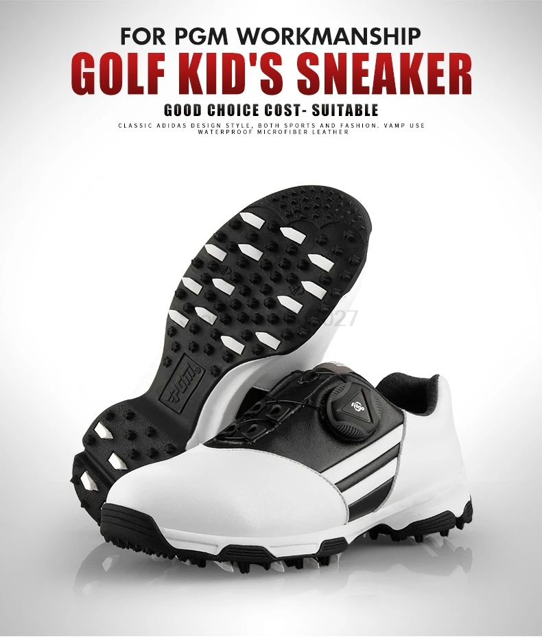 PGM Брендовая детская обувь для гольфа водонепроницаемые тренировочные кроссовки ручка пряжки Нескользящие шипы обувь Высокое качество D0847