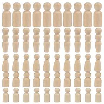 

Unfinished Wooden Peg Dolls,Family Peg People Doll Body,Natural Decorative Wood Figures for Painting,Craft Projects 50Pc