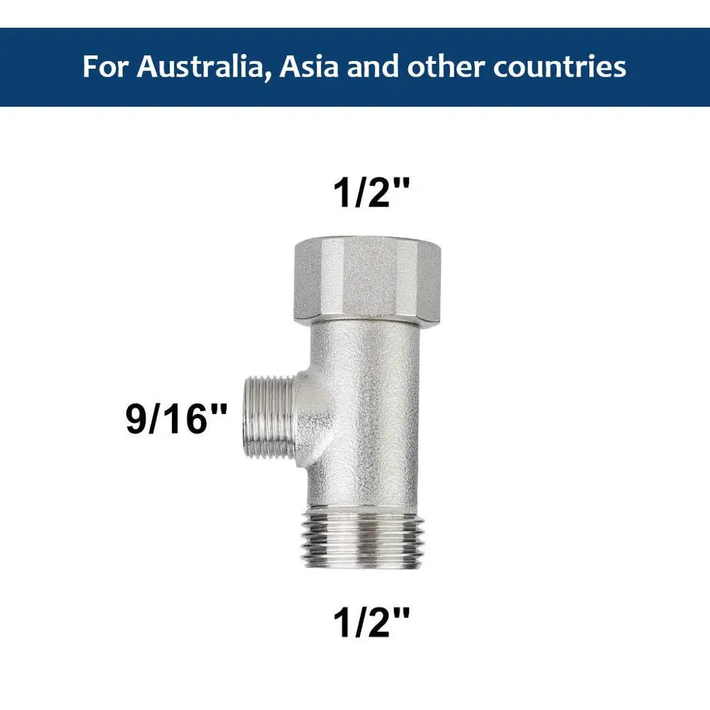 Bathroom Plumbing Fittings T Valve Adapter for Toilet Seat Bidet Attachment Sprayer