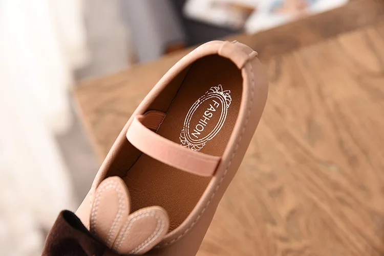 Spring Summer Cute Girls Shoes Sweet Soft Leather With Bow-knot Rabbit Ears Kids Shoes Elastic Band Children Shoes Drop Shipping
