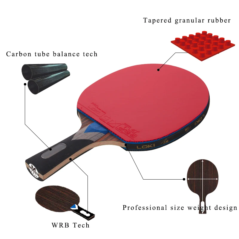 LOKI профессиональная ракетка для настольного тенниса углеродное лезвие с резиновой ракетой для пинг-понга расширенные ракетки для понга для быстрой атаки