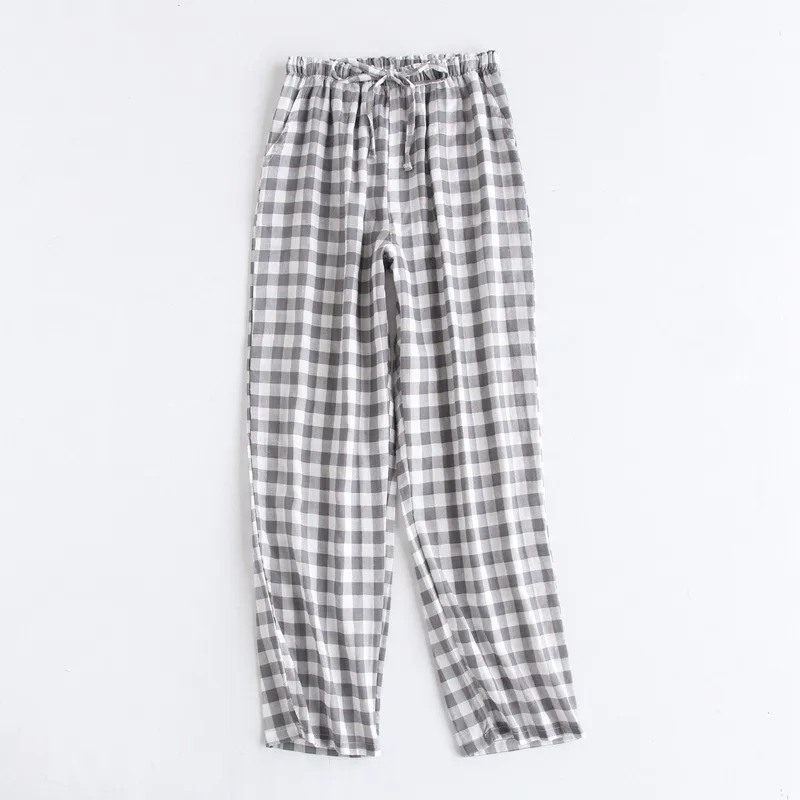 Весенне-осенние мужские брюки для сна из хлопка, мужские брюки для сна, Повседневная клетчатая Пижама для влюбленных