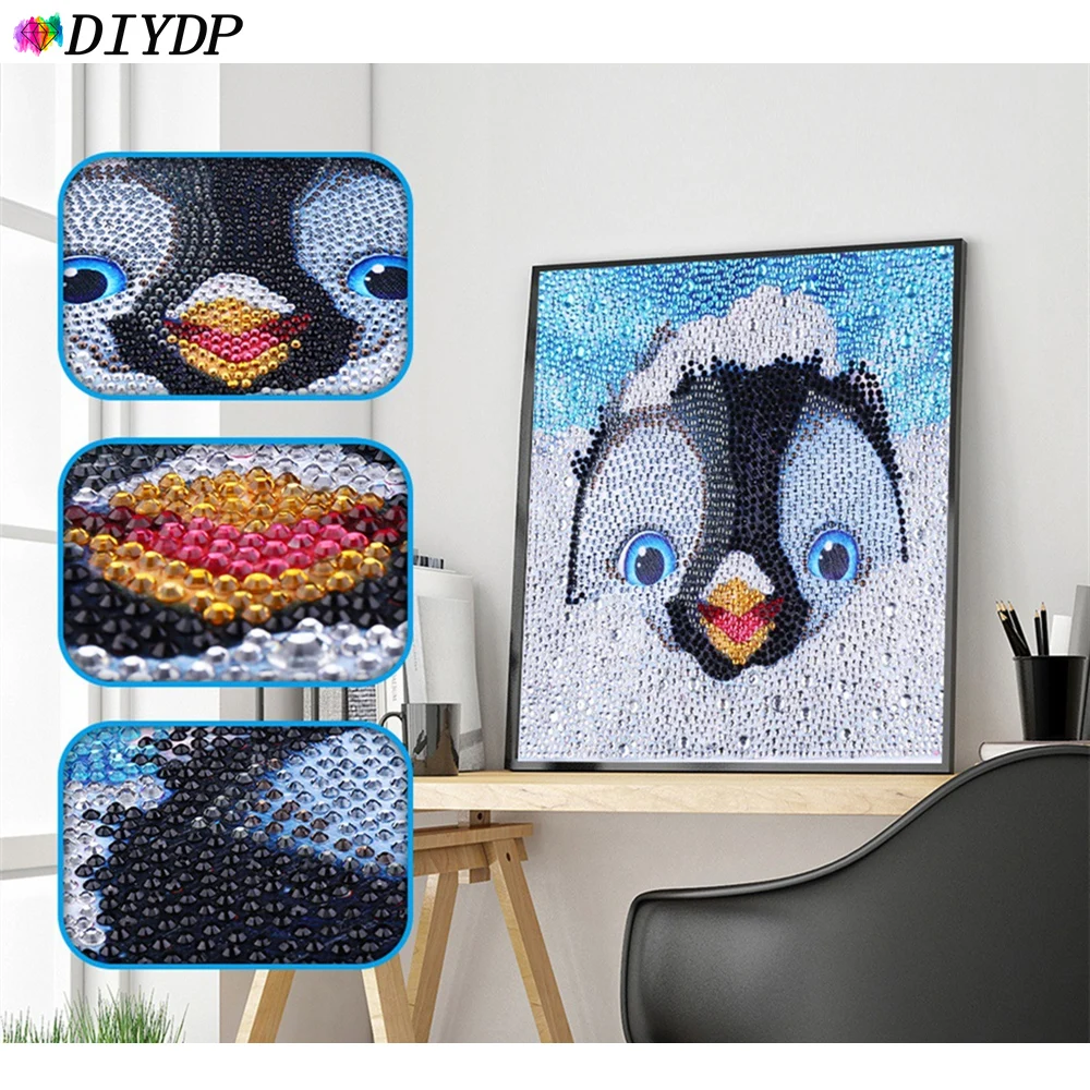 DIYDP Special Shape 5D DIY Diamond Painting Penguin Rhinestones Animal Parrot Round Drill Crystal Tiger Elephant Home Decor | Дом и сад