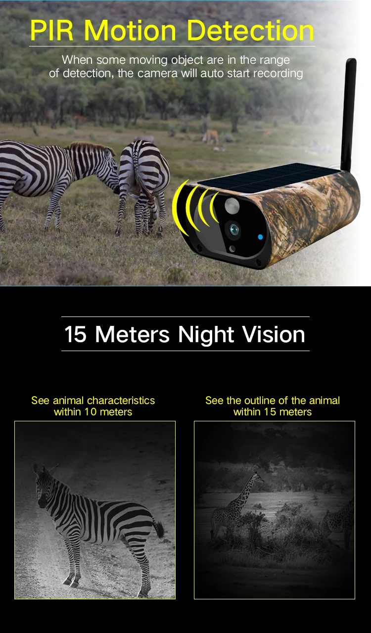PDDHKK Wi-Fi Солнечная охотничья камера MMS оповещение 15 м ночное видение Водонепроницаемая Следовая камера фото ловушки HD видео запись PIR Обнаружение