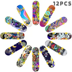 12 pçs fingerboards profissional mini dedo skate dedo adereços de treinamento esportivo para crianças presentes de aniversário