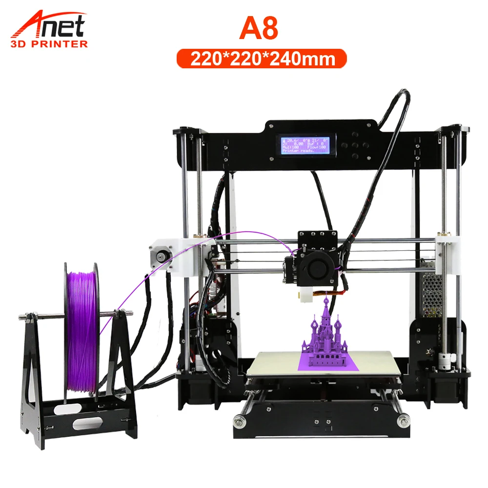 Скидка Anet A8 A6 3d принтер Высокая точность Impresora 3D ЖК экран алюминиевый горячий экструдер принтеры DIY комплект Imprimante 3d принтер