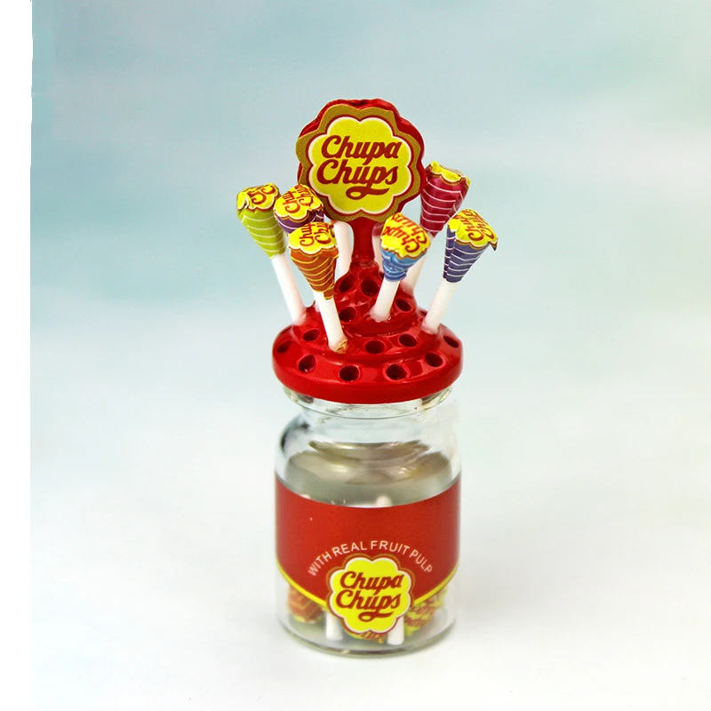 

1:12 Miniature Food Dessert Sugar Mini Lollipops With Case Holder Candy For Doll House 1/12 Kitchen Furniture Toys Accessories