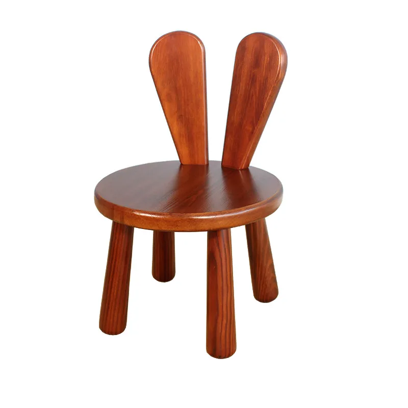 

Solid wood green rabbit ears creative children's stool change shoes stool American simple children's dining chair