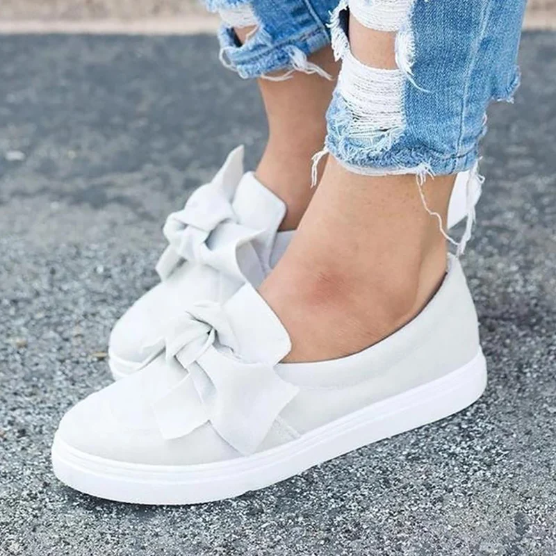 

Women's Shoes White Sneakers Woman Butterfly-knot Women's Slip-ons 2020 New Arrival Soft Casual Woman Tennis
