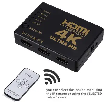 

Ultra HD 4Kx2K 5 Ports HDMI Switcher HDTV Splitter Hub with IR Remote Control