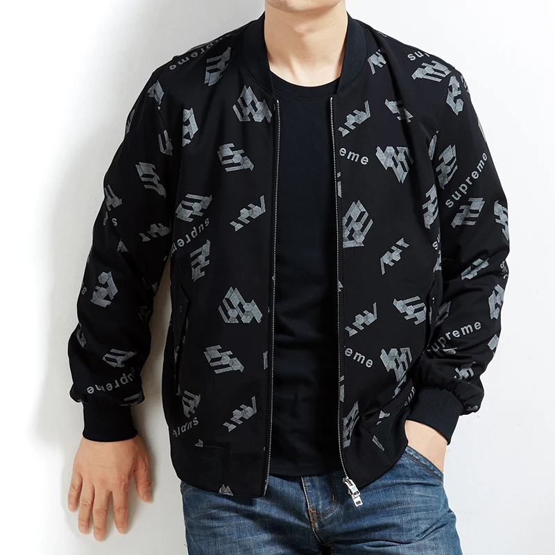 New Arrival Spring Autumn Men's Jackets print Fashion Coats Male Casual Slim Stand Collar Print Bomber Jacket Men Overcoat 8XL | Мужская