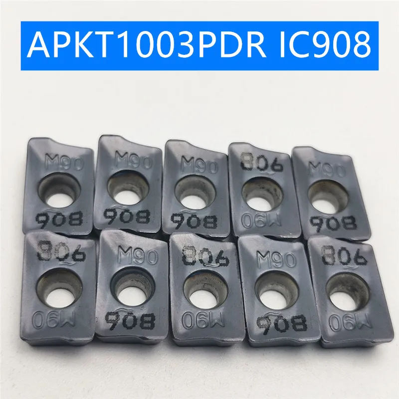 20 шт. токарный инструмент HM90 APKT1003 PDR IC908 Фрезерный резак твердосплавный инструмент для обработки деталей вращения вставки для ЧПУ APKT 1003 фрезерование APKT1003PDER