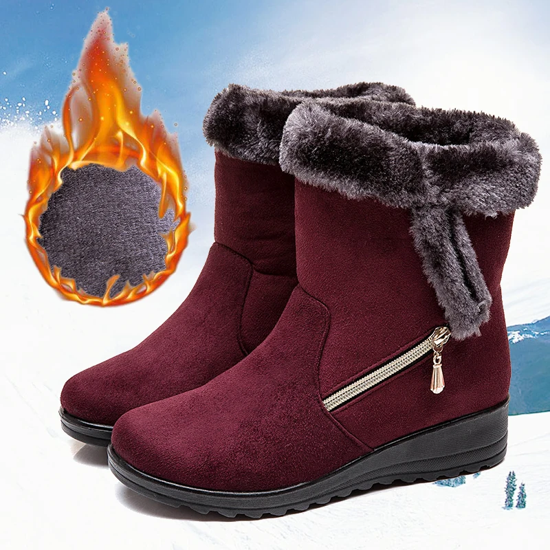 Botas mujer; женская обувь; теплые зимние ботинки на меху; кроссовки на высокой нескользящей платформе; chaussures femme; женские ботинки - Цвет: B