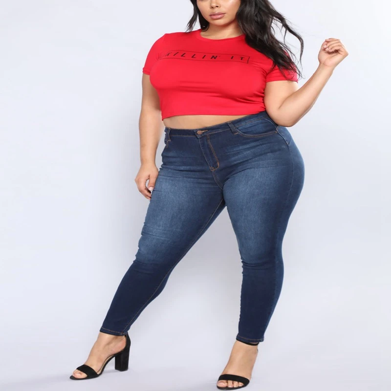 Pantalones elásticos para mujer, jeans de talla grande 5XL 6XL 7XL 8XL, cintura de 105CM, ajustados, de moda, Otoño e Invierno|Pantalones vaqueros| - AliExpress