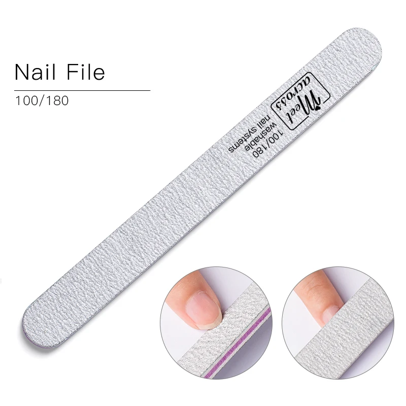 

MEET ACROSS Nail File For Gel Nails Gray Sandpaper Wooden Buffer Nail Files Double-sided Manicure Care Tools