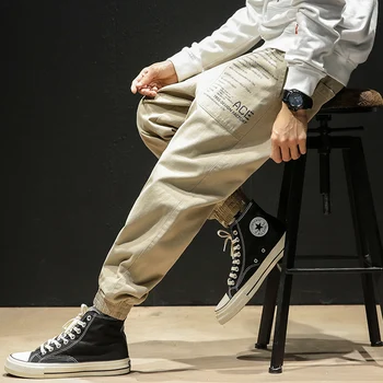 

Dropshipping Autumn 2020 Men Pocket Streetwear Harajuku Pants Mens Linen Losse Cargo Pants Male Sweatpants