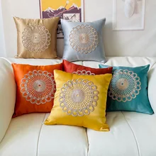 

Silk Mandala Cushion Cover Pillows Floral Embroidery Kit Cushion Cover for Home Bed Decoration Sofa Seat Cushion Pillow Cover