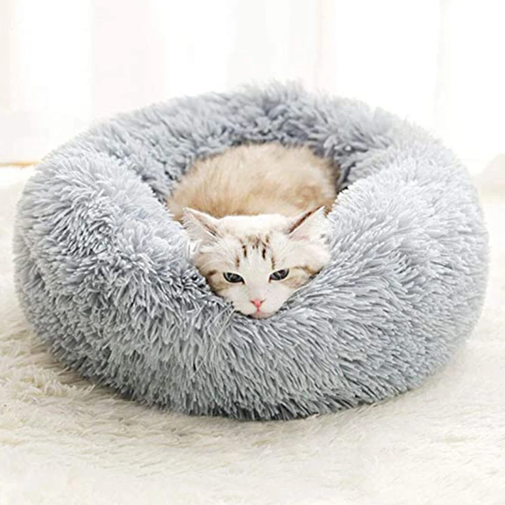 

Calming Cat's House Donut Pet Beds Round Cat Bed for Cats Lounger Sleeping Bag Puppy Kennel Kitty Couch for Dog Deck Chair Teddy